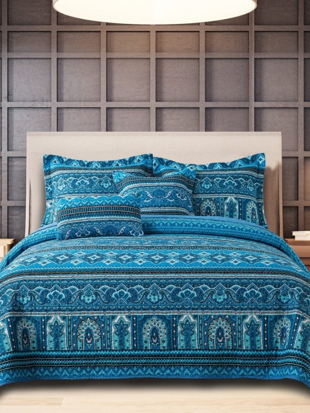 Cotton Queen Quilt Sets, Boho Queen Size Quilt Bedding Set